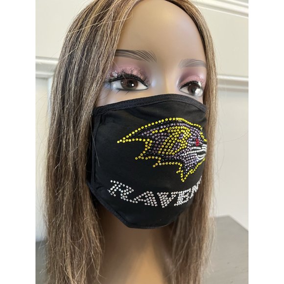 Baltimore Ravens Bling Rhiestone Face Mask Front Logo - Picture 3 of 11